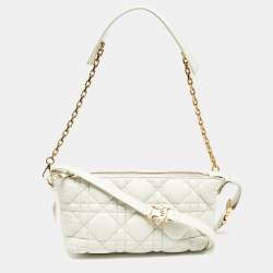 Dior Cream Macrocannage Leather Medium Nomad Shoulder Bag