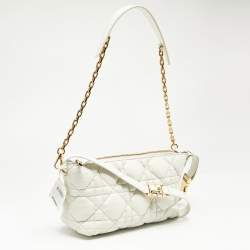 Dior Cream Macrocannage Leather Medium Nomad Shoulder Bag