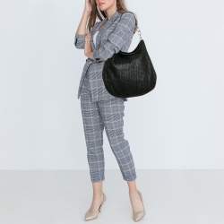 Dior Black Woven Leather Large Soft Lady Hobo