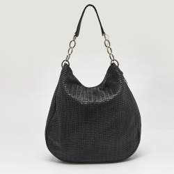 Dior Black Woven Leather Large Soft Lady Hobo