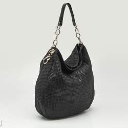 Dior Black Woven Leather Large Soft Lady Hobo