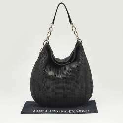 Dior Black Woven Leather Large Soft Lady Hobo