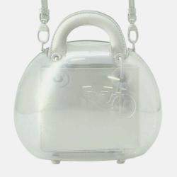 Dior White Vinyl and Calfskin Lady Dior Capsule Bag
