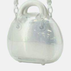 Dior White Vinyl and Calfskin Lady Dior Capsule Bag