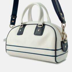 Dior White Small Leather Dior Vibe Zip Bowling Bag