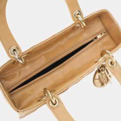Dior Beige Medium Patent Cannage Lady Dior