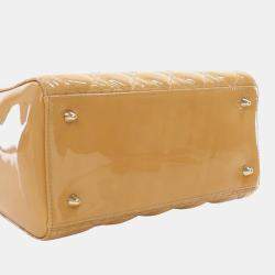 Dior Beige Medium Patent Cannage Lady Dior
