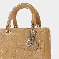 Dior Beige Medium Patent Cannage Lady Dior