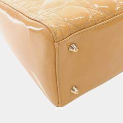 Dior Beige Medium Patent Cannage Lady Dior