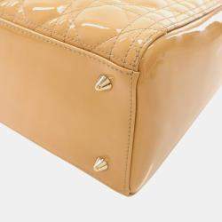 Dior Beige Medium Patent Cannage Lady Dior