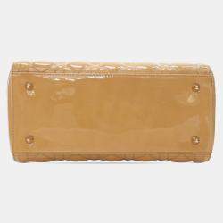 Dior Beige Medium Patent Cannage Lady Dior