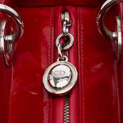 Dior Red Medium Patent Cannage Lady Dior