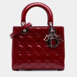 Dior Red Medium Patent Cannage Lady Dior