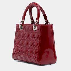 Dior Red Medium Patent Cannage Lady Dior