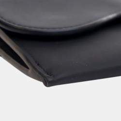 Dior Black Ultra Matte Calfskin Saddle Long Wallet With Chain