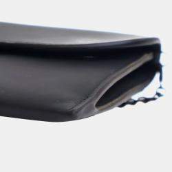 Dior Black Ultra Matte Calfskin Saddle Long Wallet With Chain