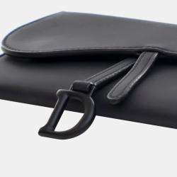 Dior Black Ultra Matte Calfskin Saddle Long Wallet With Chain
