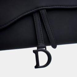 Dior Black Ultra Matte Calfskin Saddle Long Wallet With Chain