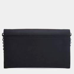 Dior Black Ultra Matte Calfskin Saddle Long Wallet With Chain
