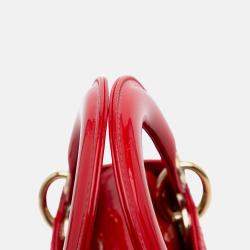 Dior Red Mini Patent Cannage Lady Dior