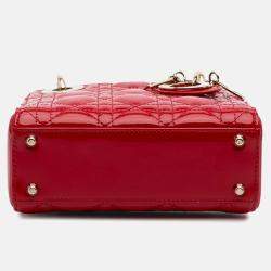 Dior Red Mini Patent Cannage Lady Dior