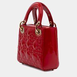 Dior Red Mini Patent Cannage Lady Dior