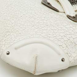 Dior White Crackle Leather Jeanne Hobo