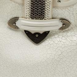 Dior White Crackle Leather Jeanne Hobo