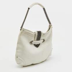 Dior White Crackle Leather Jeanne Hobo