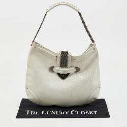 Dior White Crackle Leather Jeanne Hobo