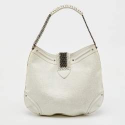 Dior White Crackle Leather Jeanne Hobo