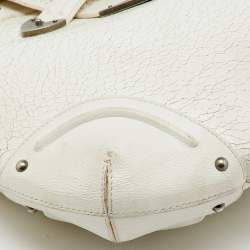 Dior White Crackle Leather Jeanne Hobo