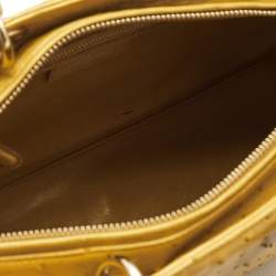 Pre Owned Dior Yellow Ostrich Leather Large Lady Dior Tote