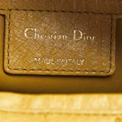 Pre Owned Dior Yellow Ostrich Leather Large Lady Dior Tote