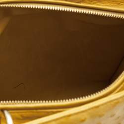 Pre Owned Dior Yellow Ostrich Leather Large Lady Dior Tote