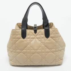 Dior Beige/Black Cannage Leather Medium Dior Toujours Tote