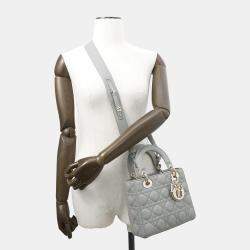 Dior Gray Lambskin Small Lady Dior ABCDior 2Way Handbag