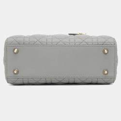 Dior Gray Lambskin Small Lady Dior ABCDior 2Way Handbag