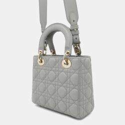 Dior Gray Lambskin Small Lady Dior ABCDior 2Way Handbag