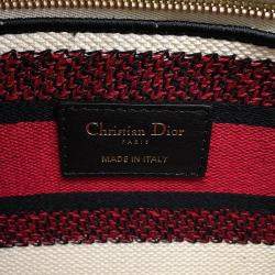  Dior Lady Dior Amour White/Red/Black Canvas Medium Tote Bag