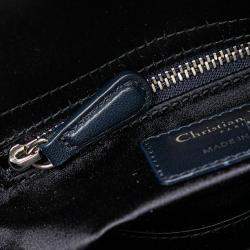 Dior Navy Blue Mini Satin Cannage Strass Crystal Embellished Lady Dior