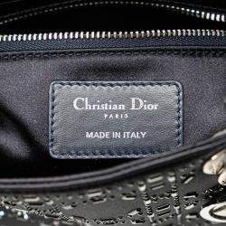 Dior Navy Blue Mini Satin Cannage Strass Crystal Embellished Lady Dior