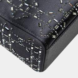 Dior Navy Blue Mini Satin Cannage Strass Crystal Embellished Lady Dior