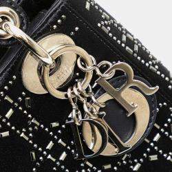 Dior Navy Blue Mini Satin Cannage Strass Crystal Embellished Lady Dior