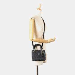 Dior Navy Blue Mini Satin Cannage Strass Crystal Embellished Lady Dior