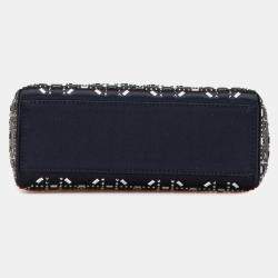 Dior Navy Blue Mini Satin Cannage Strass Crystal Embellished Lady Dior