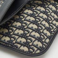 Dior Navy Blue Oblique Canvas Fold Over Clutch
