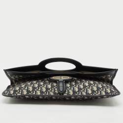 Dior Navy Blue Oblique Canvas Fold Over Clutch