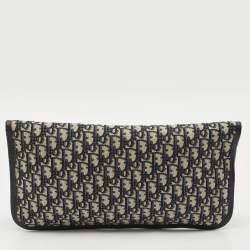 Dior Navy Blue Oblique Canvas Fold Over Clutch