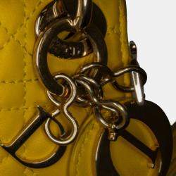 Dior Yellow Micro Lambskin Cannage Lady Dior